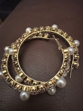 Gold Beaded Hoop Earrings - Women Jewelry